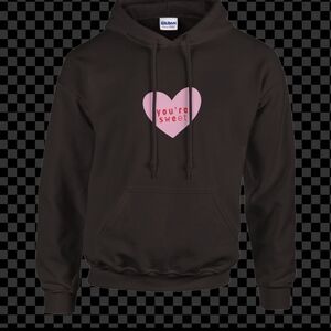 Black Hoodie with Pink Heart Design